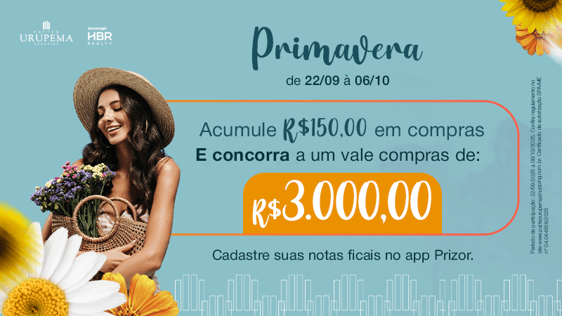 Ilustração do evento: Primavera no Patteo”: campanha do Urupema vai sortear vale-compras
