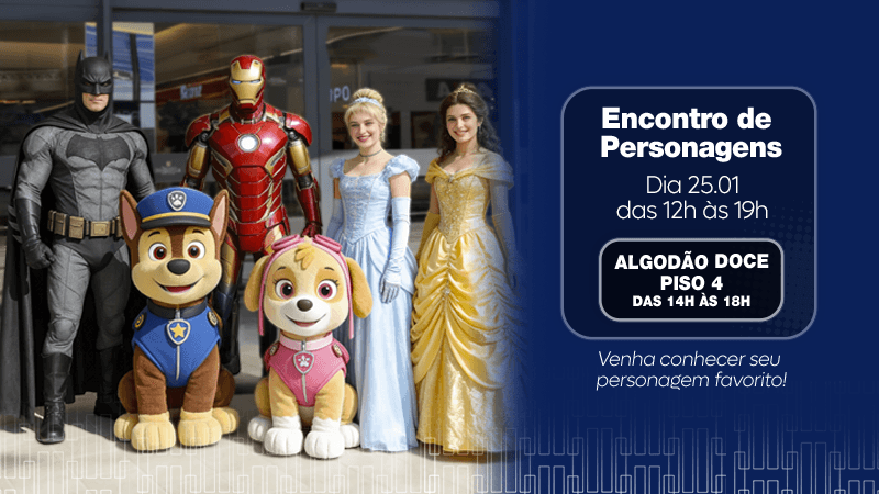 Ilustração do evento: Encontro de personagens é atração para crianças no Patteo Urupema Shopping